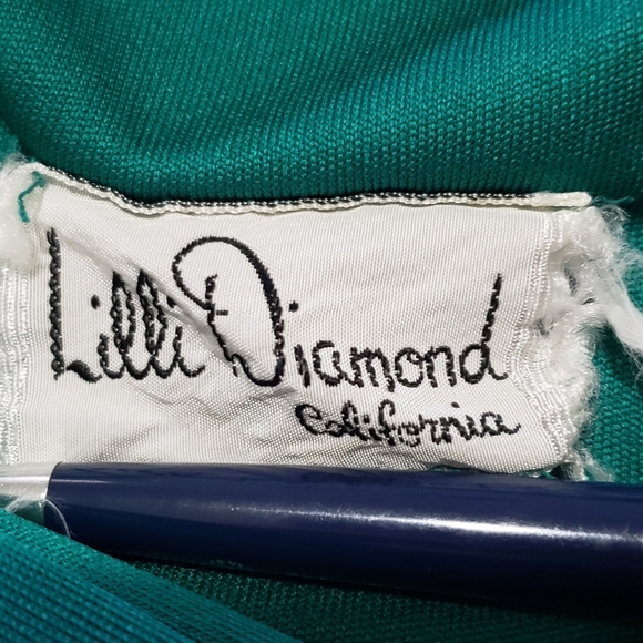 Lilli Diamond Emerald Sleeveless Maxi Dress Womens 4 V Neck Ruched Vintage Retro - Picture 7 of 8